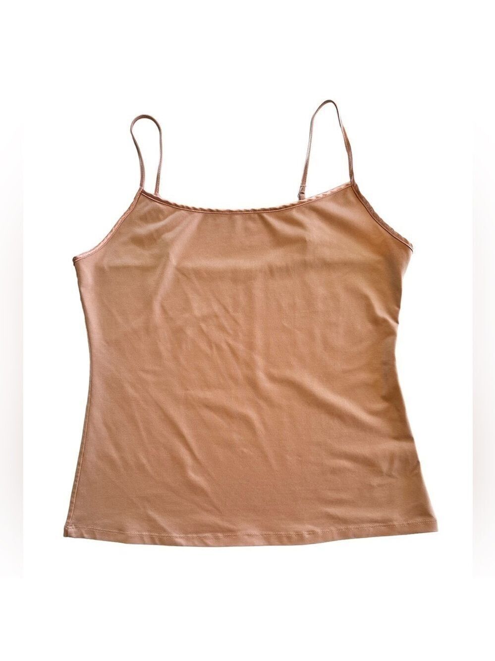 Ellen Tracy Stretch Camisole Tank Top Womens Large Peach Beige  Adjustable Strap